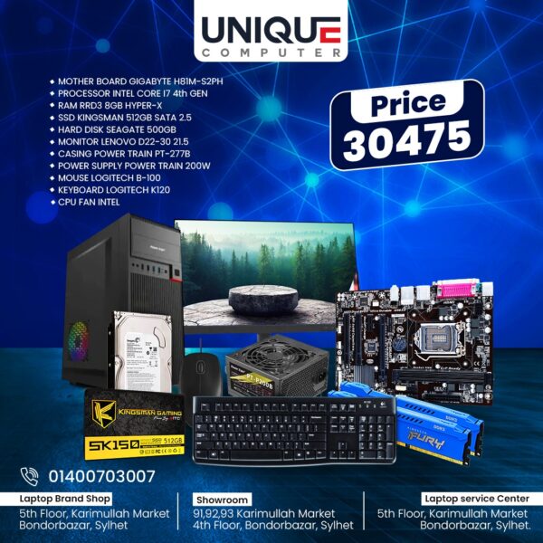 Unique PC Intel Core INTEL CORE I7 4th GEN PC Price in Sylhet